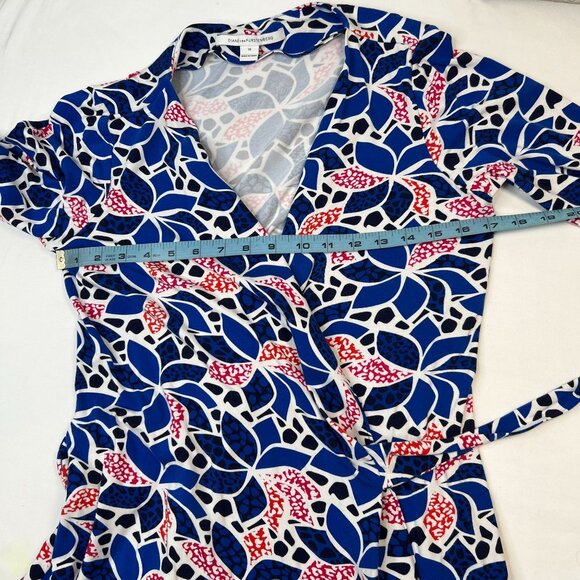 Diane Von Furstenberg DVF Julian Two Wrap Dress Blue Printed Viscose 10 - Picture 5 of 11